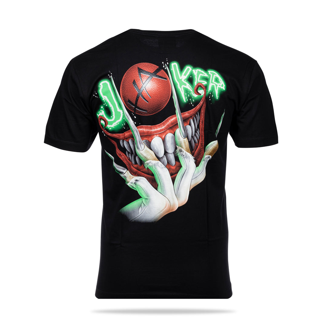 Schwarzes T-Shirt mit Jolli Smily-Print, Rückseite 