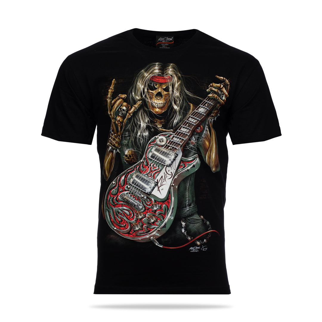 Schwarzes T-Shirt mit Death Metal-Print, Vorderseite 