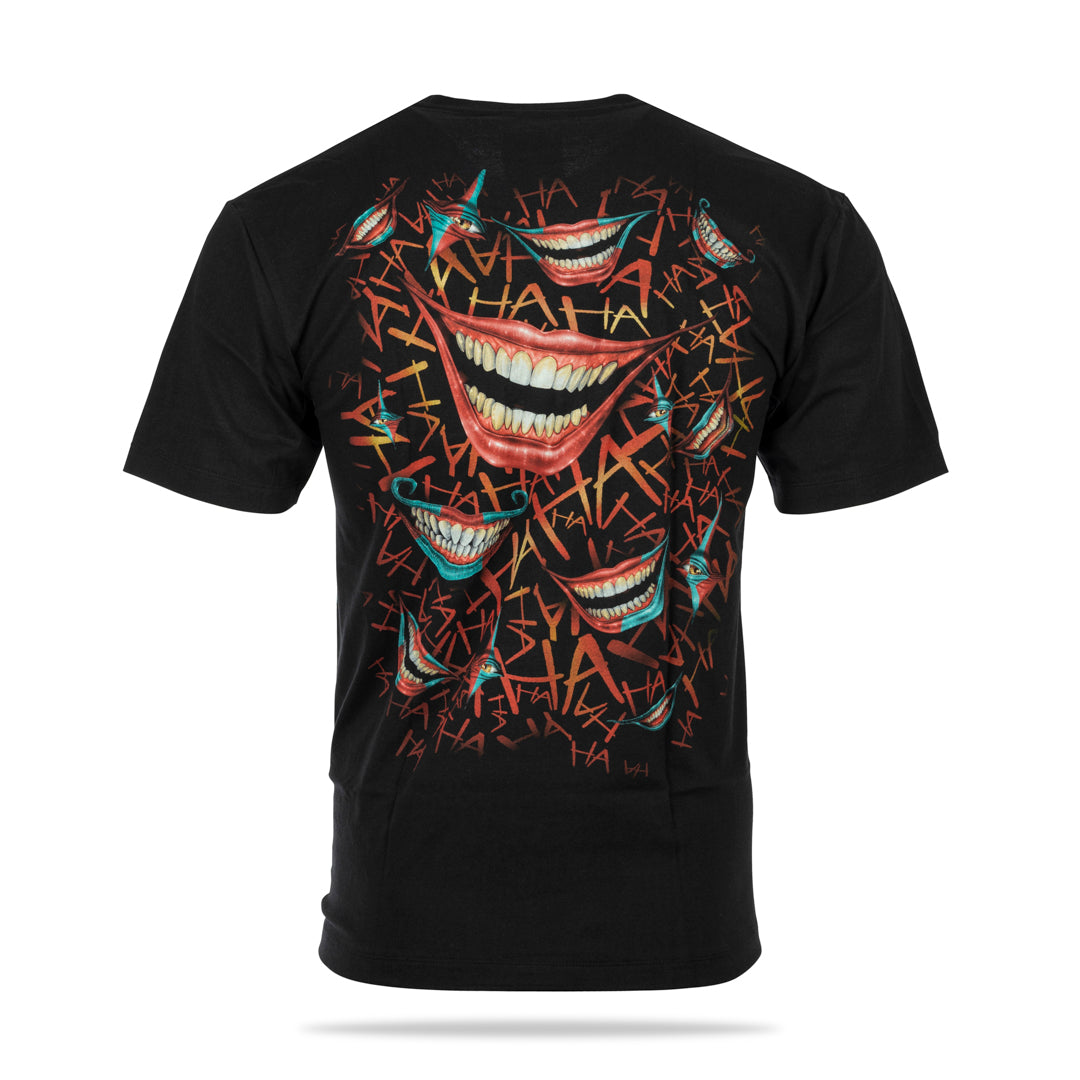 Schwarzes T-Shirt mit Clown-Print, Rückseite
