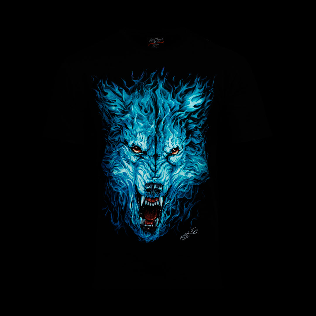 Wolf Flammen-Print 