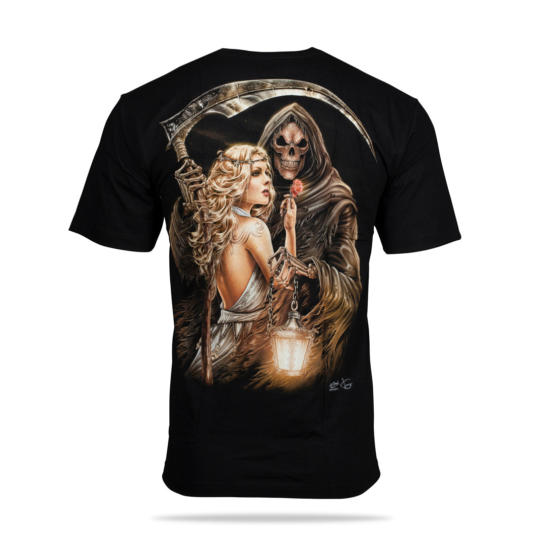 Schwarzes T-Shirt mit Reapers Love-Print, Rückseite 